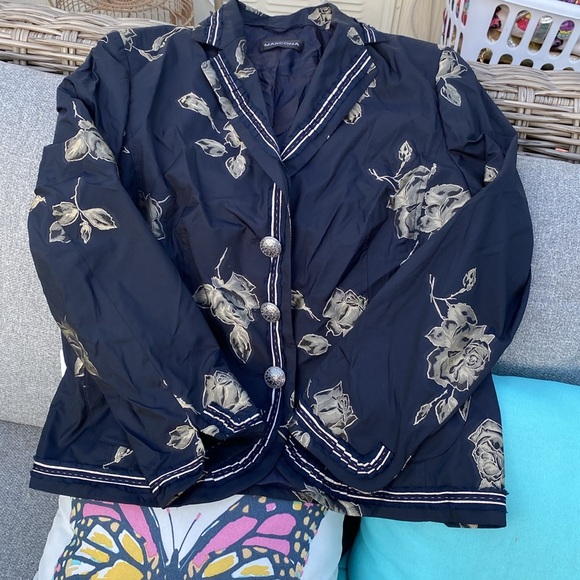 Marcona Navy Floral Blazer size 10 - Picture 1 of 6